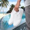 imagekonhill Mens Slip on Shoes Casual Breathable Boat Sneakers with Arch Support Lightweight Mesh Beach Loafers for Driving Walking SkateAll White