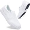imagekonhill Mens Slip on Shoes Casual Breathable Boat Sneakers with Arch Support Lightweight Mesh Beach Loafers for Driving Walking SkateAll White