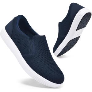 imagekonhill Mens Slip on Shoes Casual Breathable Boat Sneakers with Arch Support Lightweight Mesh Beach Loafers for Driving Walking SkateNavy