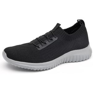 imagekonhill Womens Comfortable Walking Shoes  Tennis Athletic Casual Slip on Sneakers 135 Wide US Dark Grey455