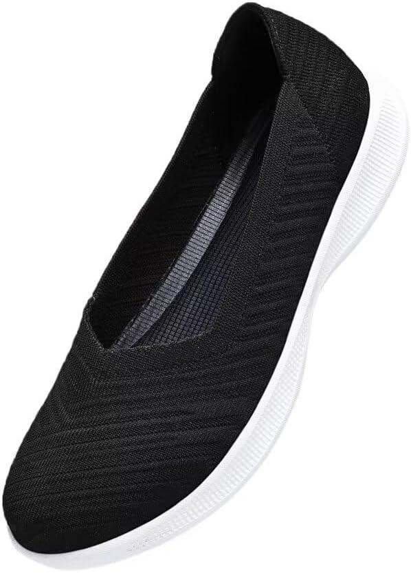 imagekonhill Womens Slip on Loafers  Comfy Walking Tennis LowTop Ballet Flat Nurse Shoes Casual Sneakers 85 US Black40