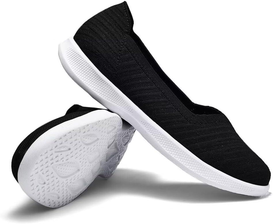 imagekonhill Womens Slip on Loafers  Comfy Walking Tennis LowTop Ballet Flat Nurse Shoes Casual Sneakers 85 US Black40