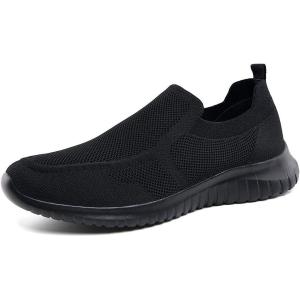 imagekonhill Mens Breathable Tennis Shoes  Walking Casual Slip on Athletic SneakersAAll Black