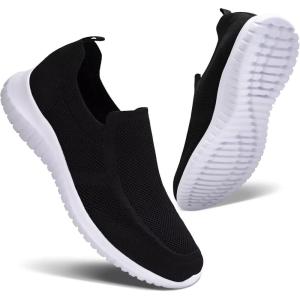 imagekonhill Mens Breathable Tennis Shoes  Walking Casual Slip on Athletic SneakersABlack