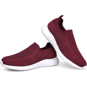 imagekonhill Mens Breathable Tennis Shoes  Walking Casual Slip on Athletic SneakersABurgundy