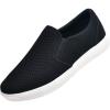 imagekonhill Slip on Sneaker for Men Casual Knit Boat Loafers Walking Shoes Driving Work Memory Skate Foam ShoesBBlackWhite
