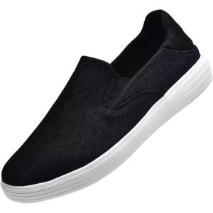 imagekonhill Slip on Sneaker for Men Casual Knit Boat Loafers Walking Shoes Driving Work Memory Skate Foam Shoes22017dBlack