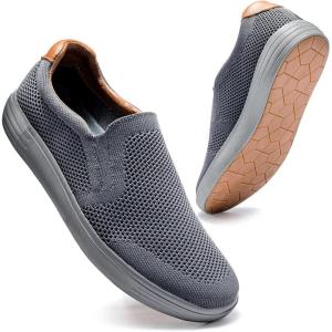 imagekonhill Slip on Sneaker for Men Casual Knit Boat Loafers Walking Shoes Driving Work Memory Skate Foam ShoesADark Grey