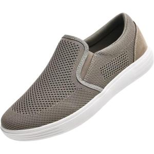imagekonhill Slip on Sneaker for Men Casual Knit Boat Loafers Walking Shoes Driving Work Memory Skate Foam ShoesDKhaki
