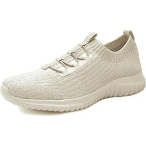 imagekonhill Womens Comfortable Walking Shoes  Tennis Athletic Casual Slip on Sneakers2122 Beige