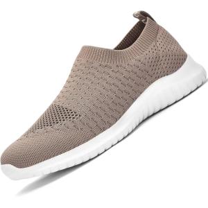 imagekonhill Mens Athletic Walking Shoes  Lightweight Casual Knit Slip on SneakersABrown