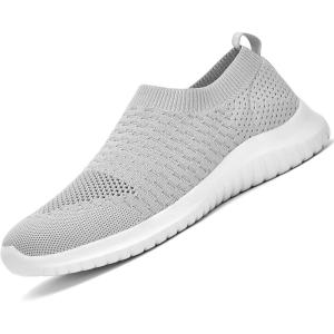 imagekonhill Mens Athletic Walking Shoes  Lightweight Casual Knit Slip on SneakersALight Grey