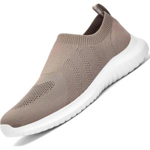 imagekonhill Mens Athletic Walking Shoes  Lightweight Casual Knit Slip on SneakersBBrown