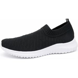 imagekonhill Mens Athletic Walking Shoes  Lightweight Casual Knit Slip on SneakersCBlack
