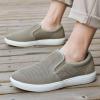 imagekonhill Slip on Sneaker for Men Casual Knit Boat Loafers Walking Shoes Driving Work Memory Skate Foam ShoesDKhaki