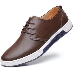 image:imagekonhill Mens Casual Oxford Shoes  Breathable Dress Shoes Loafers Laceup Flat SneakersPt Coffee