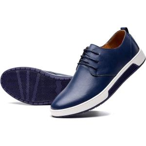 image:imagekonhill Mens Casual Oxford Shoes  Breathable Dress Shoes Loafers Laceup Flat SneakersPt Navy