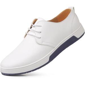 image:imagekonhill Mens Casual Oxford Shoes  Breathable Dress Shoes Loafers Laceup Flat SneakersPt White