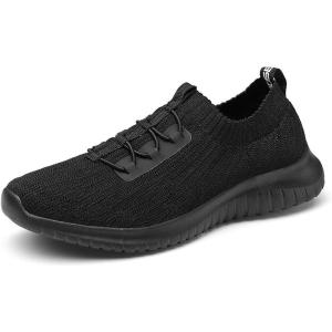 image:imagekonhill Womens Comfortable Walking Shoes  Tennis Athletic Casual Slip on Sneakers2122 All Black