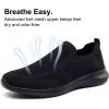 image:imagekonhill Mens Slip On Walking Shoes Lightweight Breathable Knit Tennis Sneakers Comfortable Casual Athletic Work Shoes for Gym TravelAAll Black