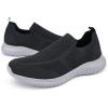image:imagekonhill Mens Slip On Walking Shoes Lightweight Breathable Knit Tennis Sneakers Comfortable Casual Athletic Work Shoes for Gym TravelABlackGrey