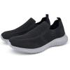 image:imagekonhill Mens Slip On Walking Shoes Lightweight Breathable Knit Tennis Sneakers Comfortable Casual Athletic Work Shoes for Gym TravelABlackGrey