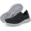 image:imagekonhill Mens Slip On Walking Shoes Lightweight Breathable Knit Tennis Sneakers Comfortable Casual Athletic Work Shoes for Gym TravelABlackGrey