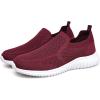 image:imagekonhill Mens Slip On Walking Shoes Lightweight Breathable Knit Tennis Sneakers Comfortable Casual Athletic Work Shoes for Gym TravelABurgundy