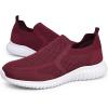image:imagekonhill Mens Slip On Walking Shoes Lightweight Breathable Knit Tennis Sneakers Comfortable Casual Athletic Work Shoes for Gym TravelABurgundy