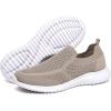 image:imagekonhill Mens Slip On Walking Shoes Lightweight Breathable Knit Tennis Sneakers Comfortable Casual Athletic Work Shoes for Gym TravelAKhaki