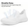 image:imagekonhill Mens Slip On Walking Shoes Lightweight Breathable Knit Tennis Sneakers Comfortable Casual Athletic Work Shoes for Gym TravelAll White