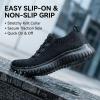 image:imagekonhill Womens Slip on Walking Tennis Shoes  Comfortable Lightweight Breathable Casual Work Travel Sneakers for Standing All Day2122 All Black