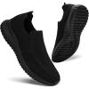 image:imagekonhill Mens Slip On Walking Shoes Lightweight Breathable Knit Tennis Sneakers Comfortable Casual Athletic Work Shoes for Gym TravelAAll Black