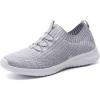 image:imagekonhill Womens Slip On Walking Tennis Shoes  Comfortable Mesh Casual Work Memory Foam Sneakers for Standing All Day0213 Lgray