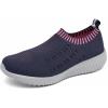 image:imagekonhill Womens Walking Shoes Slip On Sneakers Breathable Mesh Lightweight Casual Footwear for Daily Commute6701 Navy Grey