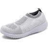 image:imagekonhill Womens Walking Shoes Slip On Sneakers Breathable Mesh Lightweight Casual Footwear for Daily Commute6701 White