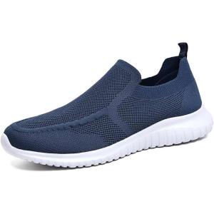 image:imagekonhill Mens Slip On Walking Shoes Lightweight Breathable Knit Tennis Sneakers Comfortable Casual Athletic Work Shoes for Gym TravelANavy