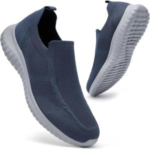 image:imagekonhill Mens Slip On Walking Shoes Lightweight Breathable Knit Tennis Sneakers Comfortable Casual Athletic Work Shoes for Gym TravelANavyGrey