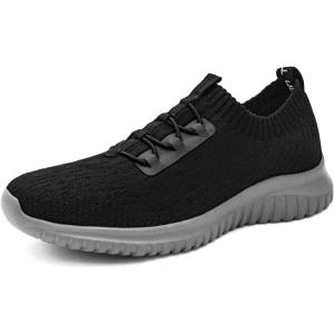 image:imagekonhill Womens Slip On Walking Tennis Shoes  Comfortable Mesh Casual Work Memory Foam Sneakers for Standing All Day2122 All BlackGrey