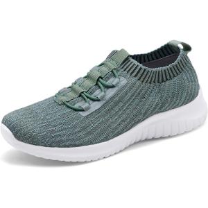 image:imagekonhill Womens Slip On Walking Tennis Shoes  Comfortable Mesh Casual Work Memory Foam Sneakers for Standing All Day2122 Dark Green