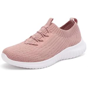 image:imagekonhill Womens Slip On Walking Tennis Shoes  Comfortable Mesh Casual Work Memory Foam Sneakers for Standing All Day2122 Mauve