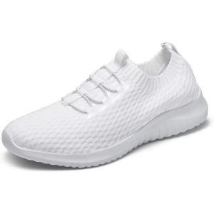 image:imagekonhill Womens Slip On Walking Tennis Shoes  Comfortable Mesh Casual Work Memory Foam Sneakers for Standing All DayBWhite