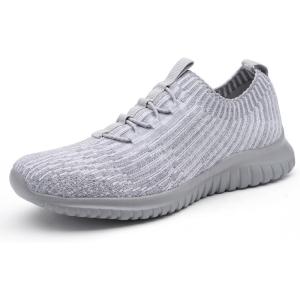 image:imagekonhill Womens Slip on Walking Tennis Shoes  Comfortable Lightweight Breathable Casual Work Travel Sneakers for Standing All Day2122 Light GreyGrey
