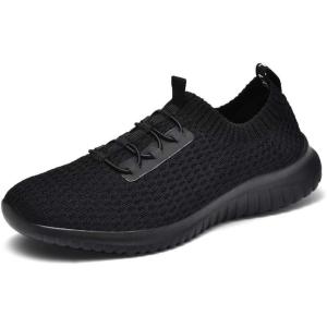 image:imagekonhill Womens Slip on Walking Tennis Shoes  Comfortable Lightweight Breathable Casual Work Travel Sneakers for Standing All DayBAll Black