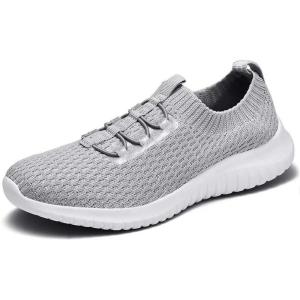 image:imagekonhill Womens Slip on Walking Tennis Shoes  Comfortable Lightweight Breathable Casual Work Travel Sneakers for Standing All DayBLight Gray