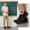 image:imagekonhill Mens Athletic Walking Shoes Breathable Knit Slip On Sneakers Comfortable Casual Work Tennis Shoes for Walking Working TravelAAll Black