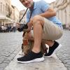 image:imagekonhill Mens Athletic Walking Shoes Breathable Knit Slip On Sneakers Comfortable Casual Work Tennis Shoes for Walking Working TravelABlack