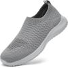 image:imagekonhill Mens Athletic Walking Shoes Breathable Knit Slip On Sneakers Comfortable Casual Work Tennis Shoes for Walking Working TravelADark GreyGrey