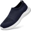 image:imagekonhill Mens Athletic Walking Shoes Breathable Knit Slip On Sneakers Comfortable Casual Work Tennis Shoes for Walking Working TravelANavy
