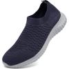 image:imagekonhill Mens Athletic Walking Shoes Breathable Knit Slip On Sneakers Comfortable Casual Work Tennis Shoes for Walking Working TravelANavyGrey